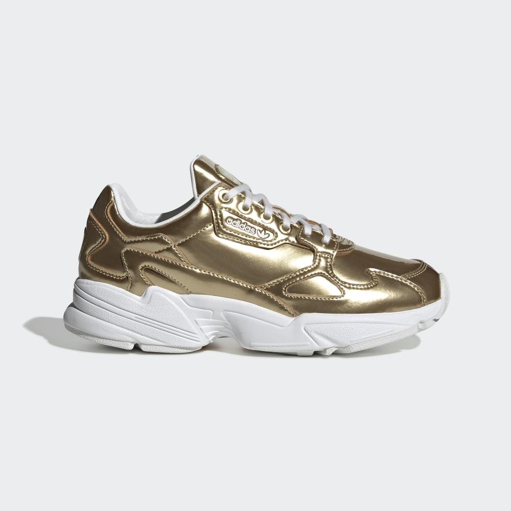 Adidas Women's Falcon Originals Shoes Gold Metal/White Ireland FV4318